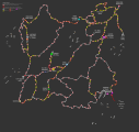 World map of the derail valley. Inclduing grade info, speedlimits and detailed staion maps for complex stations.